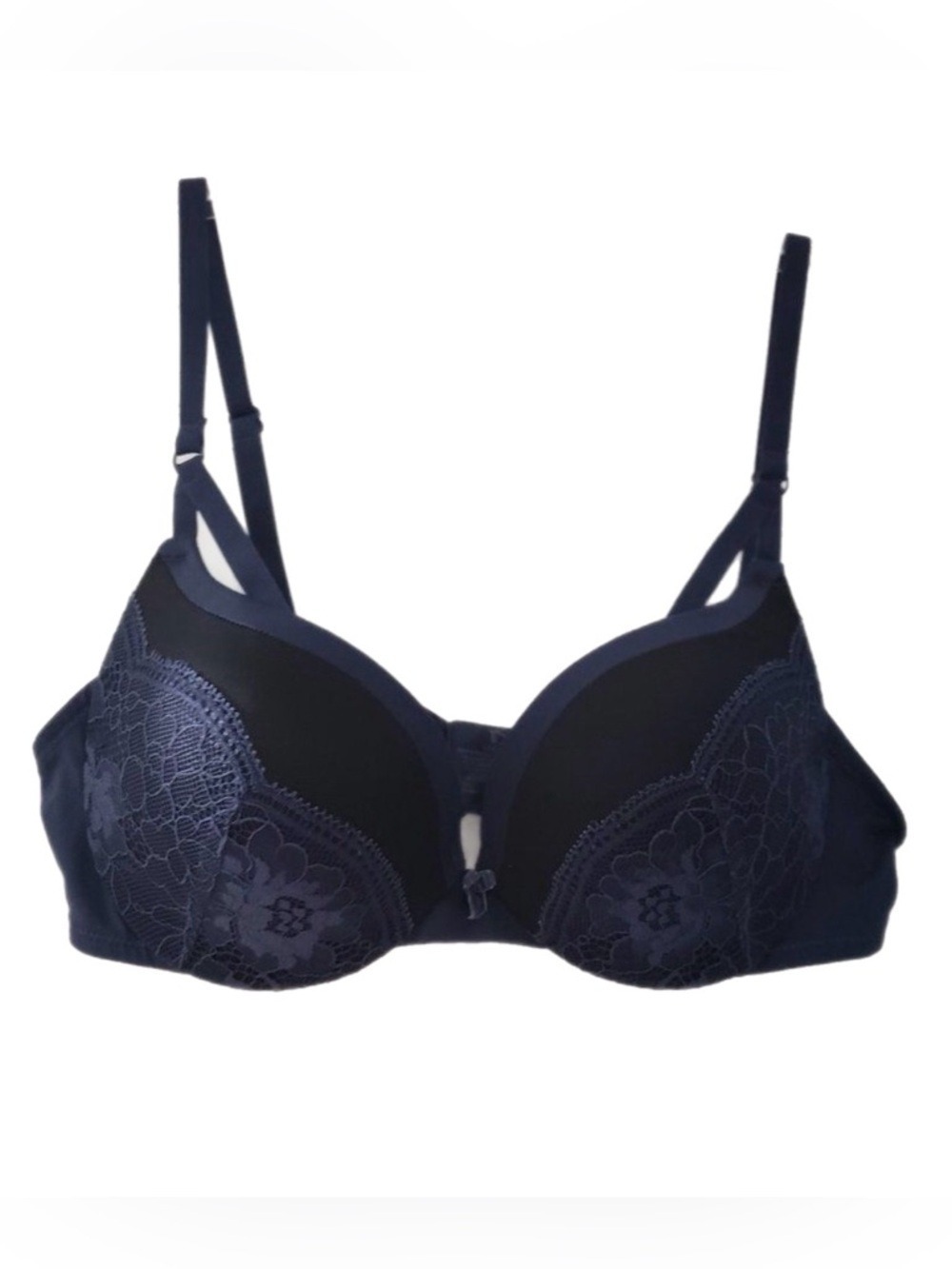 Maidenform Blue Black Lace Padded Underwire Bra 34D